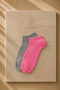 2 Pack Booties Socks Pink Gray Cotton