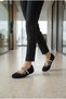 Mira Women's Black Plush Furry Stoned Special Design Ballerina Daily Home Office Shoes - 2