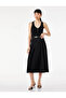 Belted High Waist Midi A-Line Pleated Skirt - 2