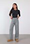 Belt Bagged Ribbed Knitwear Pants