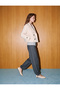 Long Sleeve Pocketed Buttoned Double Breasted Collar Gabardine Jacket