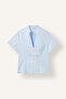 100% Cotton Fitted Hakim Collar Floral Appliqued Short Sleeve Poplin Blouse I7460Ax26Hs - 6