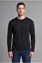 100% Cotton Regular Fit Crew Neck Contrast Detailed Long Sleeve Basic T-Shirt H8358Ax26Au - 2