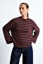 Oversize Striped Crew Neck Long Sleeve T-Shirt I6841Ax26Au - 3