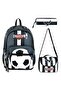 Black and White Soccer Ball Patterned Triple Men's Primary School School Bag (Bag Thermal Lunch Pencil Case)