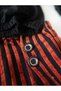 Girl's Black Blouse Striped Skirt Buckle 3-Piece Set - 6