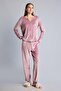Regular Fit V-Neck Long Sleeve 2-Piece Velour Pajama Set A3356Ax26Au - 2