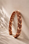 Women's Copper Bracelet with Leaf Motif, Knitted Model, Handcrafted, Adjustable Copper Bracelet - 3