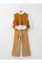 Girl's Brown Knitwear Sweater White Shirt Houndstooth Pattern Trousers 3-Piece Set - 5