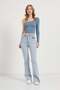 Women's One-Sleeve Off-Shoulder Tight Basic Gray Crop Bodysuit - 3