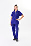 Women's Polo Collar Cobalt Blue Lycra Nurse Doctor Scrubs Set