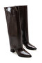 Bitter Brown Patent Leather Women's Boots 6 cm Heeled Pointed Toe Zippered - 7