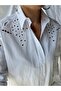 Women's White Color Regular Fit Scalloped Shirt - 2