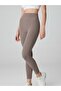 Stone Color Lily Patterned Shaping Leggings - 2