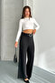 Women's High-Waist Belted Wide-Leg Palazzo Pants Black - 7