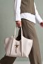 Women's Double Handle Shoulder Bag with Inner Bag and Clip Buckle Bertin Ecru