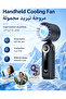Portable Handheld Mini Fan with Cooling Plate,LED Display,Flashlight,High-Speed,4000mAh Rechargeable
