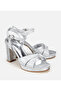 Women's Satin Metallic Lame High Heel Sandals - 2