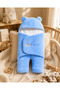0-12 Months Fiber Plush Welsoft Blue Outer Baby Swaddle & Blanket with Ears Winter Sleeping Bag - 5