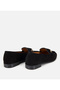 Women's Suede Leather Black Buckle Classic Loafer - 4