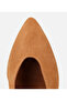 Women's Suede Leather Tan Soft Textured Short Heeled Stiletto - 5