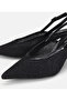 Women's Black Mesh Detailed Short Heeled Stiletto - 3