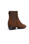 Women's Brown Suede Heeled Boots with Elastic Back - 2