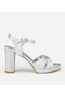 Women's Satin Metallic Lame High Heel Sandals