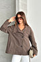 Women's Lined Oversize Buttoned Wide Collar Seasonal Trench Coat - 3