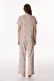 Beige Floral Pointel Cotton Shirt and Pants Pajama Set - 5