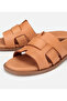 Women's Leather Tan Soft Textured Flat Slippers - 3