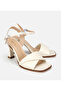 Women's Leather Bone Toe Heeled Sandals - 2