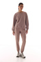 Beige Crew Neck Regular Cut Cotton Sweatshirt - 4