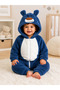 Girl Boy Baby Welsoft Plush Jumpsuit Hooded Zippered Winter Baby Romper Soft Fleece Astronaut Jumpsuit with Teddy Bear Figure - 2