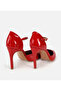 Women's Patent Leather Red Ankle Strap Stiletto - 4