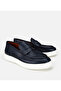 Men's Leather Navy Blue Thick Soled Casual Loafer - 2