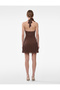 Back Detailed Slim Fit Flounce Collar Sleeveless Stoned Mini Evening Dress - 3