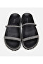 Women's Leather Black Stone Slippers - 5