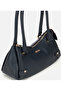 Women's Leather Navy Blue Bowling Shoulder Bag - 5