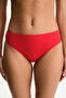 Red Closed Mid-Waist Bikini Bottom