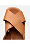 Women's Leather Tan Belted Wedge Heeled Sandals - 4