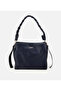 Women's Leather Navy Blue Soft Textured Knitted Strap Detailed Shoulder Bag