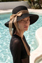 Linen Ribbon Detailed Straw Hat Black Rş-106 - 2