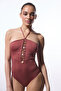 Light Brown Astrid Macrame Beaded Swimsuit - 6