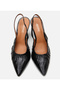 Women's Leather Black Open Back Heeled Shoes - 5