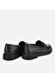 Women's Leather Black Buckle Classic Loafer - 4