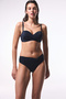 Black Lotus Striped Gathering Underwire Balconette Bikini Top - 5