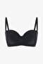Black Lotus Striped Gathering Underwire Balconette Bikini Top - 6