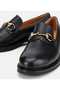 Women's Leather Black Buckle Classic Loafer - 3