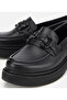 Women's Leather Black Thick Soled Classic Loafer - 3